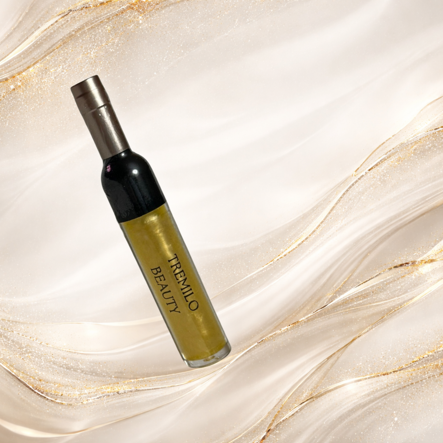 Steel City Gold lip gloss in novelty wine bottle packaging with gold shimmer gloss.