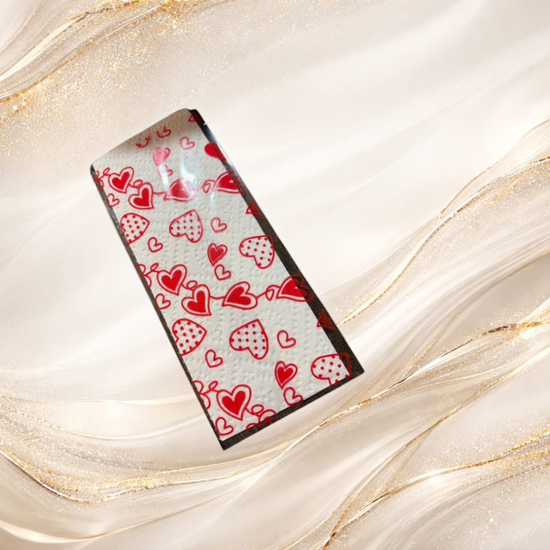 Valentine gift bag with red heart balloon pattern