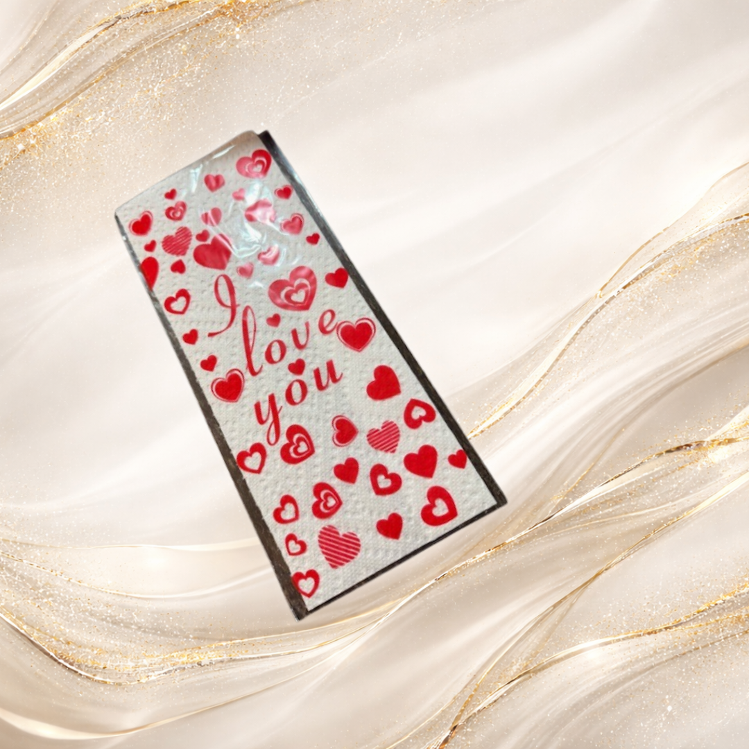 Valentine gift bag with I love you heart pattern