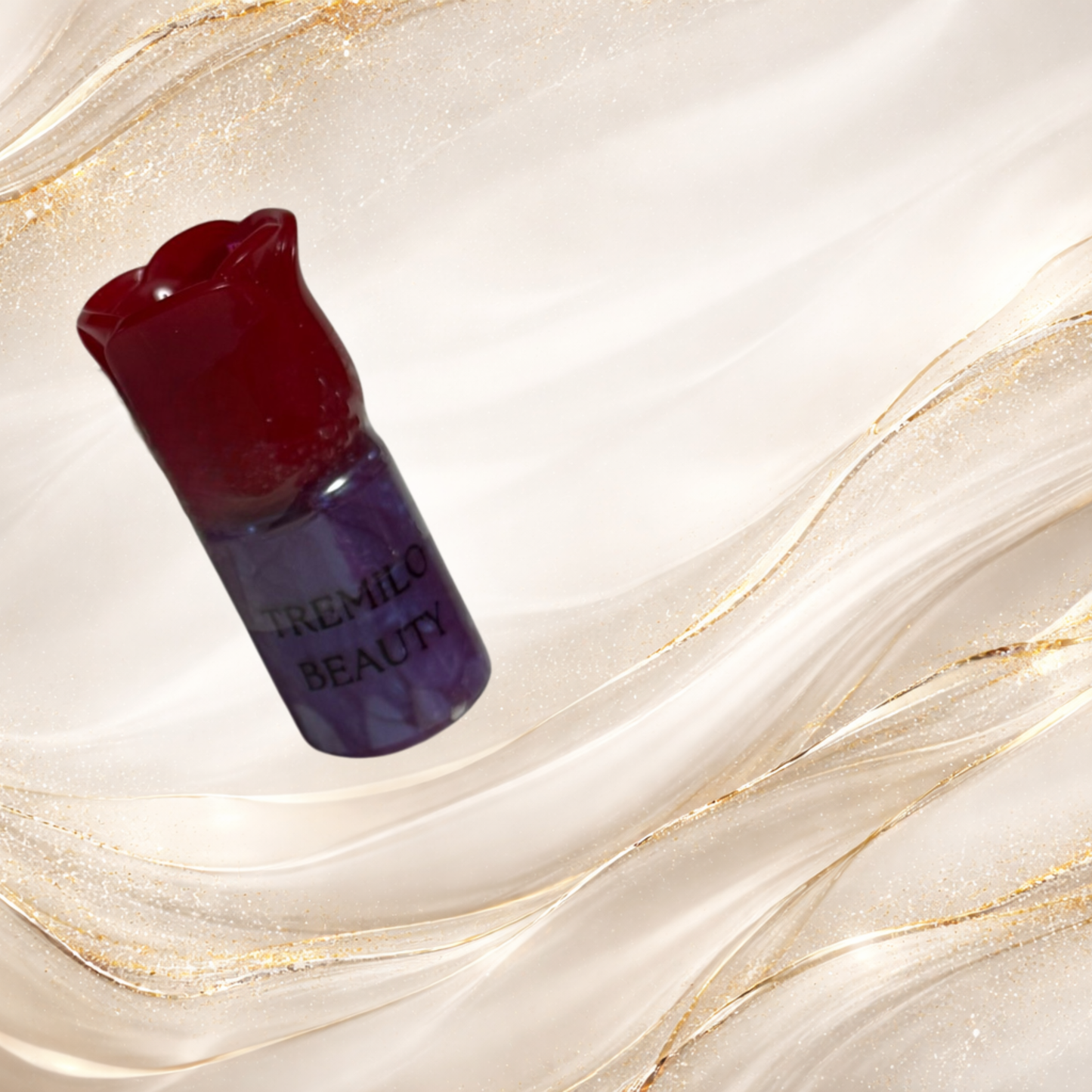 Violet Confluence purple lip gloss in decorative rose tube packaging from the Tremilo Steel City Gloss Collection